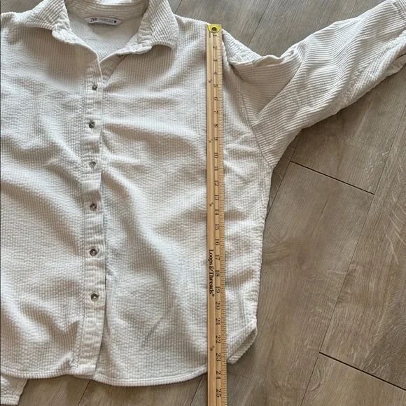 Zara Button Down Shacket Over Sized Shirt XS Collared Ribbed - Picture 5 of 6